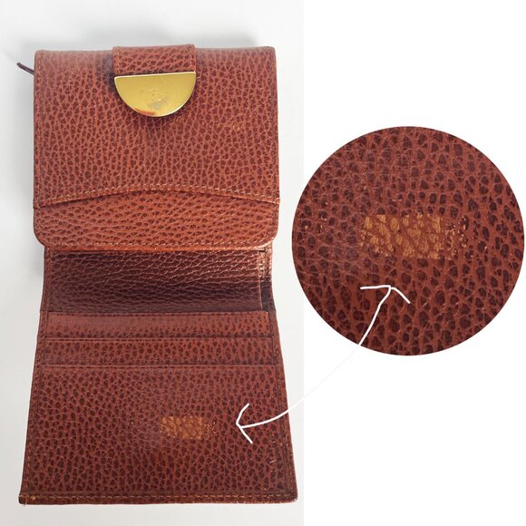 Bally Wallet French Purse Small Bifold Tan Grained Leather Vintage Y2K - Picture 10 of 11